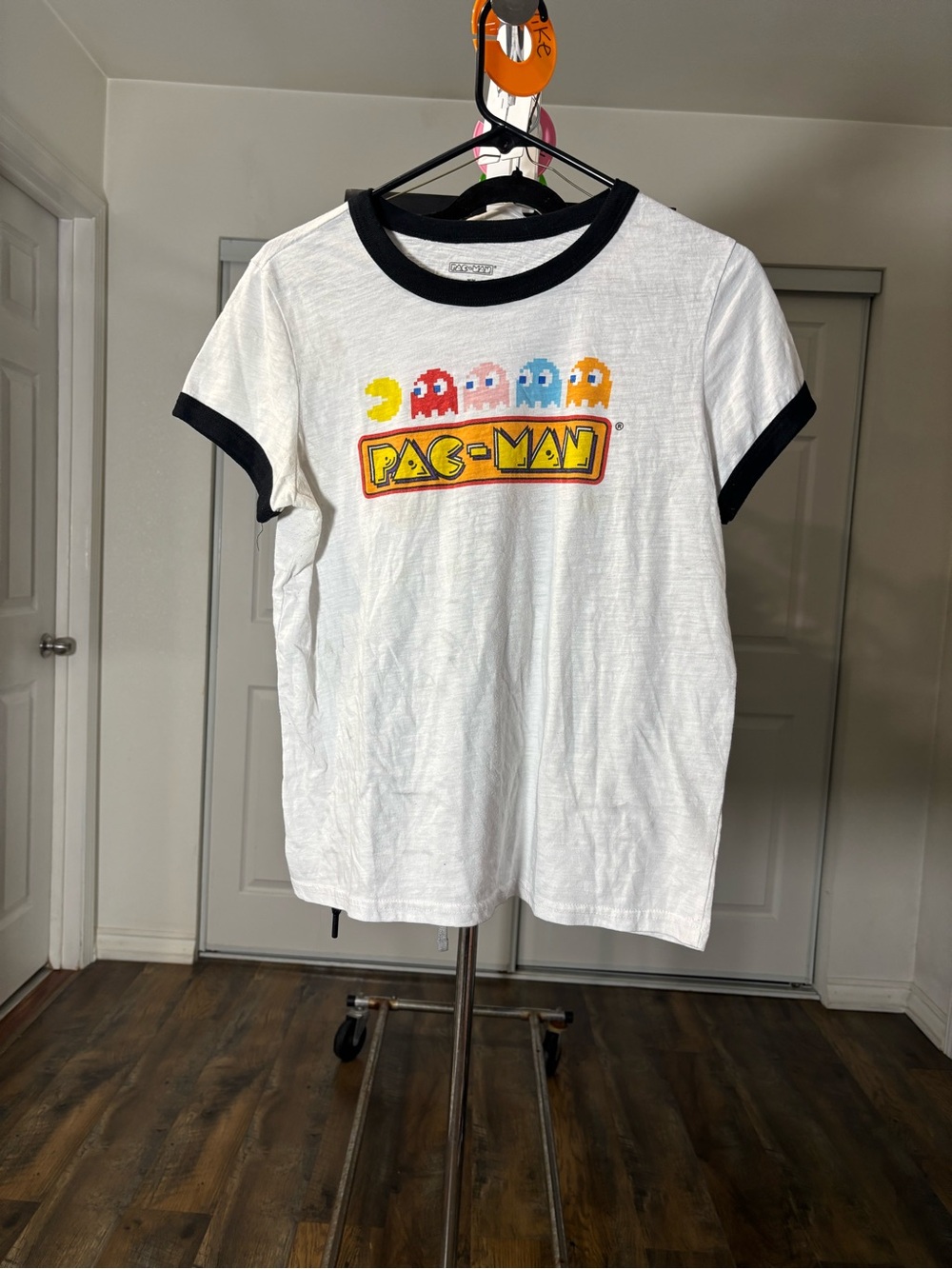 Pac-Man Kids White Ringer Tee with Black Trim